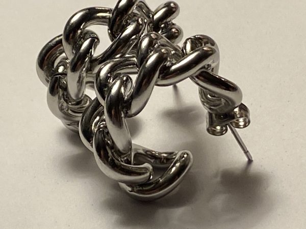 DCH Curb Chain Earrings Stainless Steel Silver - Image 2