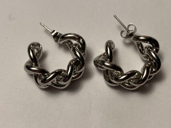 DCH Curb Chain Earrings Stainless Steel Silver